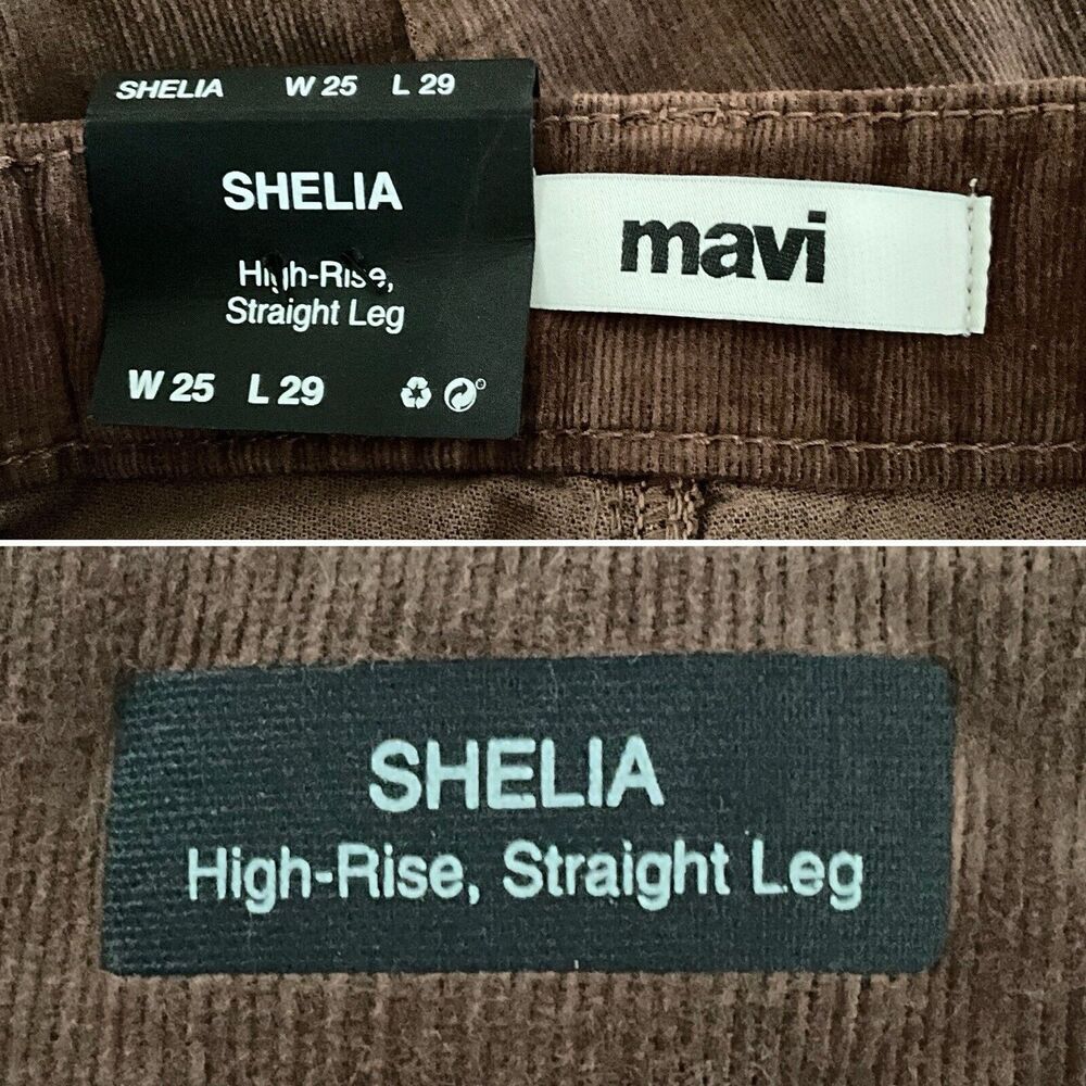 Mavi Corduroy Shelia Straight Leg Raw Hem High Rise Pants Brown 25 - Picture 6 of 12